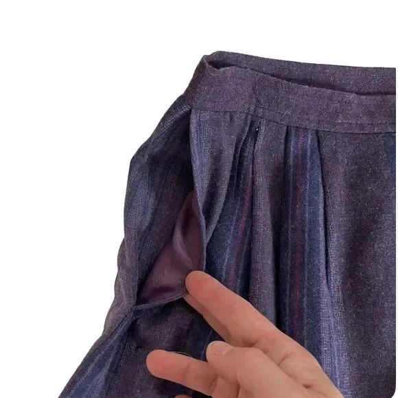 PENDLETON Purple Plaid Wool Skirt Midi Fully Lined VINTAGE Size 10 - Picture 8 of 10